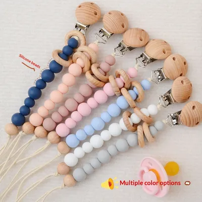 Baby Supplies Creative Baby Silicone Beads Teething Chewable Pacifier Chain Anti-Lost Strap
