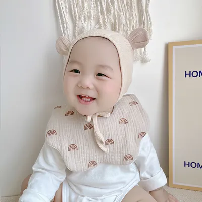6 Layers Cotton Cloth Petal Bib Children's Saliva Towel Can Rotate 360 Degrees