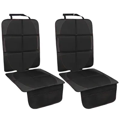 2 Packs Car Seat Protector Cushion Mat Pad With Thick Padding Protector For Child Baby Car Seat Mesh Pockets Non-slip