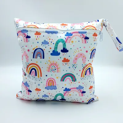 Cartoon-printed Single-zipper Diaper Bag For Babies Storage Pouch
