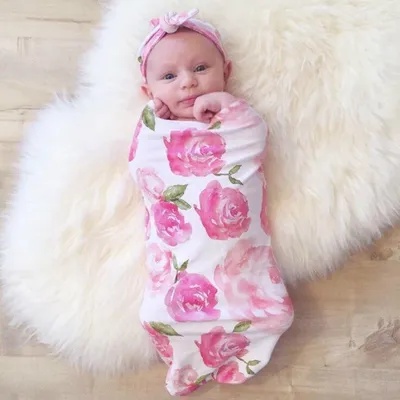 Baby Sleeping Bag Rabbit Ears Hair Band Set