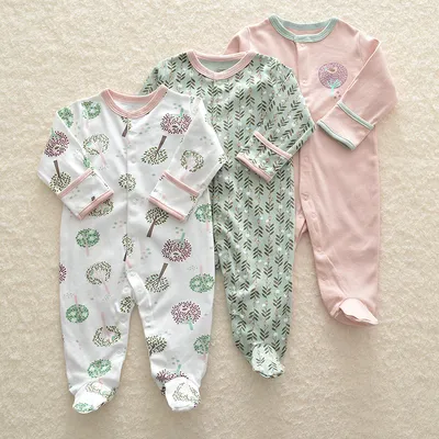 Baby Cotton-Wrapped Foot One-Piece Romper,Long-Sleeved Romper, Foot-Wrapped Climbing Suit