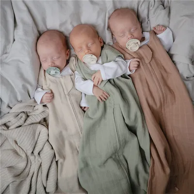 Baby Sleeping Bag Cotton Linen Solid Color Vest Style