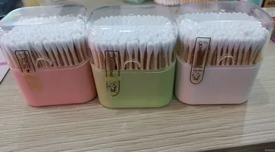 Disposable double-ended cotton swab-random color-bamboo stick + absorbent cotton-180 pieces-1 box