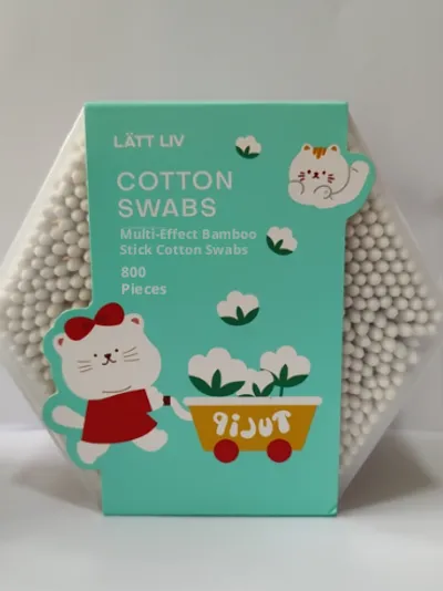 Disposable cotton swab-cat style-white-bamboo stick + absorbent cotton-800 sticks-1 box
