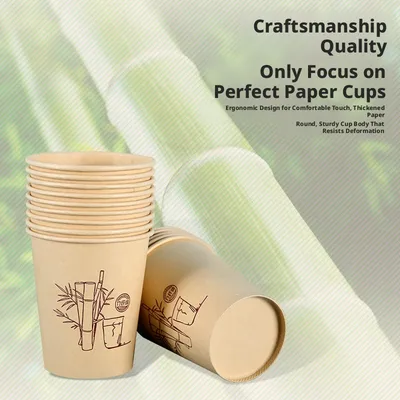 Bamboo fiber paper cup-disposable-primary color-50 pieces