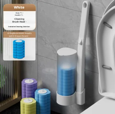 Disposable toilet brush-white-brush-replacement brush head-1 set