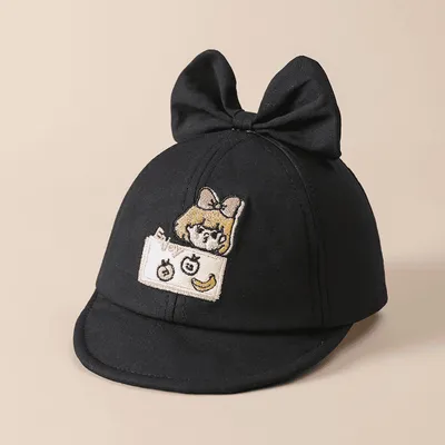 Baby Large Bow Soft Brimmed Baseball Cap For Spring And Summer Lightweight Breathable With Cartoon Embroidery Perfect For Little Princesses As A Hat.