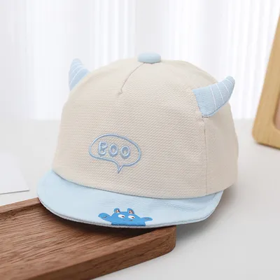 The New Boys And Girls' Horn-shaped Decorative Cartoon Monster Kids' Baseball Cap With A Cute And Casual Style Is Suitable For Babies Around 1 Year Old.