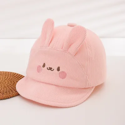 New Style Baby Cotton Flannel Soft-brimmed Baseball Cap With Cartoon Cute Pet Embroidery For Spring, Autumn And Baby Sun Protection.