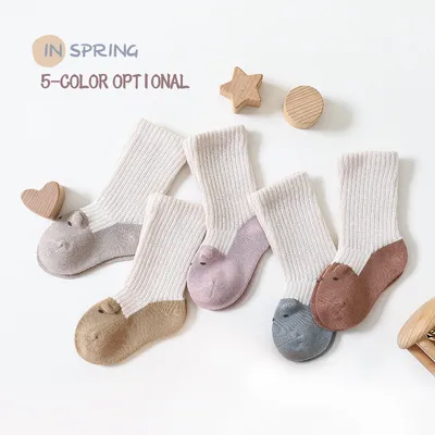 Autumn Contrast Color Stereo Ears Kid's Socks