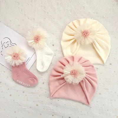 Baby Beanie Cap Socks Suit Cute Princess Full Moon Full Year