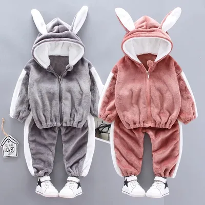Autumn And Winter Children's Flannel Zipper Suit