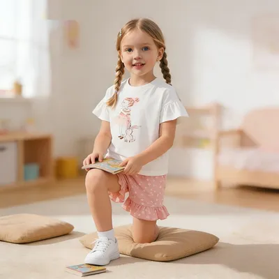 Western-style Chic Two-piece Set For Girls