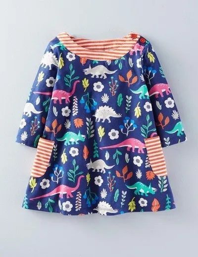 Autumn And Winter Long-sleeved Printed Children's Dress Girls Dress