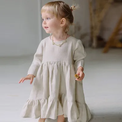 Autumn New Girls Cotton Linen Dresses