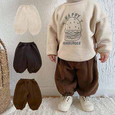 Autumn And Winter Baby Fleece Padded Pants