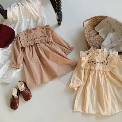 Autumn Ruffled Long Sleeve Girl Princess Skirt