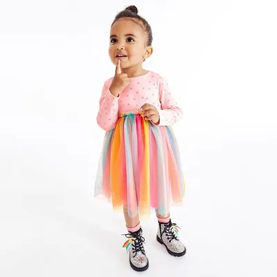 Autumn Long Sleeve Girl Mesh Dress