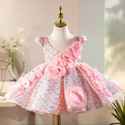 Floral-design Sweet And Stylish Childrens Dress