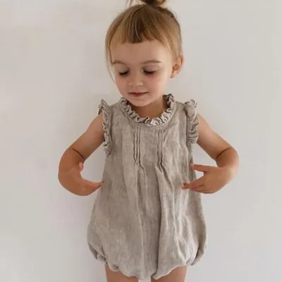 Amazon Cross-border Jumpsuits Linen Breathable Romper