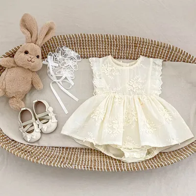 Sleeveless Princess Floral Romper Dress