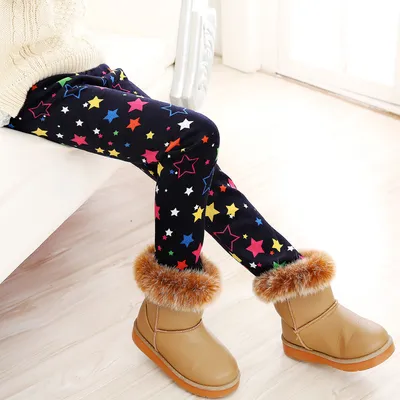 Childrens Printed Slim-fit Warm Pants Long Outerwear Trousers For Older Kids