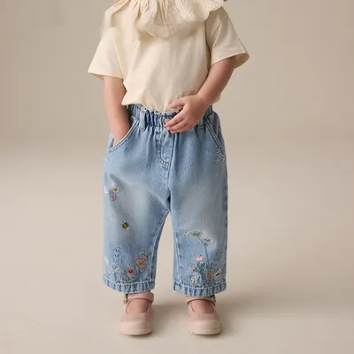 Western-Style Denim Jeans For Girls