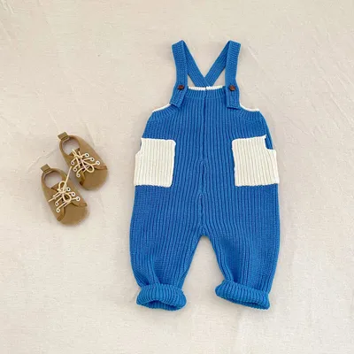 New Knitted Suspender Long Climbing Double Pocket Suspender Romper