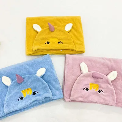 Coral Fleece Hooded Cute Cartoon Bath Towel Bathrobe Lazy Shawl Children's Cape