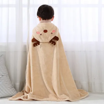 Children's Bath Towel Cape Quick-drying Coral Fleece Hood Bathrobe