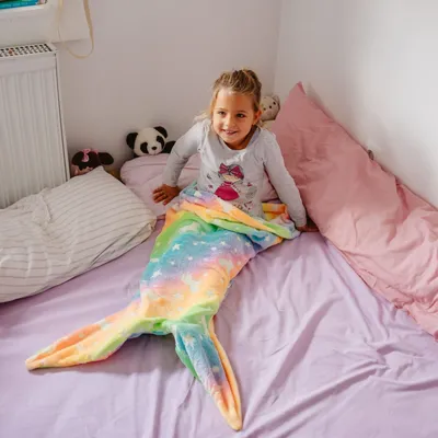 Children's Mermaid Luminous Sleeping Bag Double-sided Blanket Sleeping Quilt