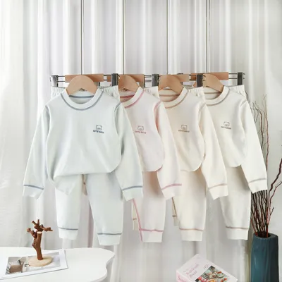 Cotton Autumn Clothes And Pants For Men Women And Babies Round Neck Thermal Underwear