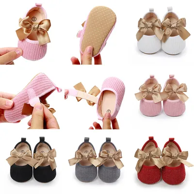 0-1 Years Old Bowknot Comfortable Baby's Shoes Velcro Super Soft Newborn Shoes Baby Shoes Toddler Shoes