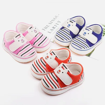 0-2 baby toddler shoes soft bottom striped cotton