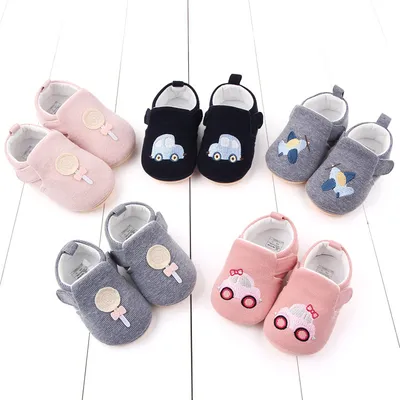 Anti-slip rubber sole baby shoes double Velcro