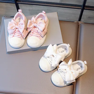Autumn New Little Girl Non-slip Sneakers Bow Anti-kick Children Soft Sole