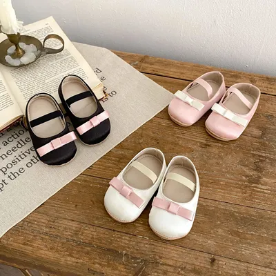 All-match One-word Butterfly Knot Baby Shoes Comfortable Breathable, Non-slip, Wear-resistant