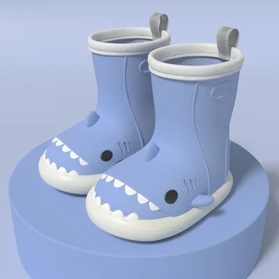 Shark Children's Rain Boots Female Boy Waterproof Rubber Shoes