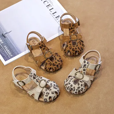 2026 Summer New Girls Birken Sandals, Kids Roman Toe-Closed Sandals With Hook-and-Loop, Soft Sole Beach Shoes For Little Girls
