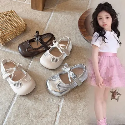 2026 New Arrival Girls' Mesh Leather Shoes, Breathable Soft Sole Loafers, Cute Princess Shoes For Little Girls