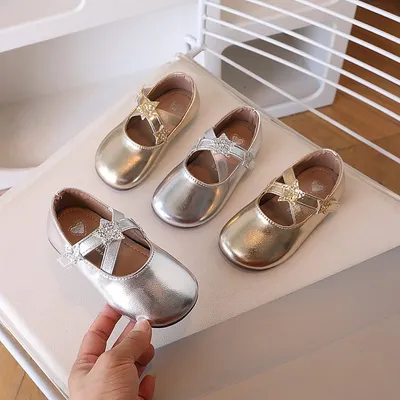 2026 Spring & Autumn New Kids Leather Shoes, Star Dance Shoes, Baby Girl Princess Shoes, Girls Casual Dress Shoes