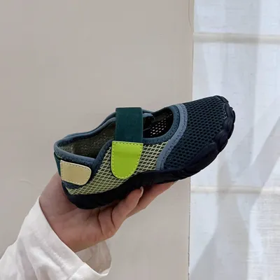 2026 New Summer Barefoot Kids Shoes, Korean Color Block Low Cut Mesh Breathable Casual Shoes For Girls