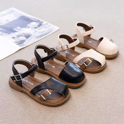 2026 Summer Korean Style Half Closed Toe Girls Sandals, Forest Princess Style Casual Roman Shoes For Kids Baby Fashion Footwear