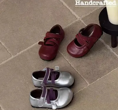 2026 New Spring Girls Leather Shoes, Silver Princess Flats, Soft Sole Ballet Casual Shoes For Kids