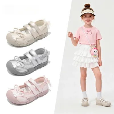 2026 New Summer Girls Ballet Shoes, Mesh Breathable Casual Sneakers For Little & Big Kids