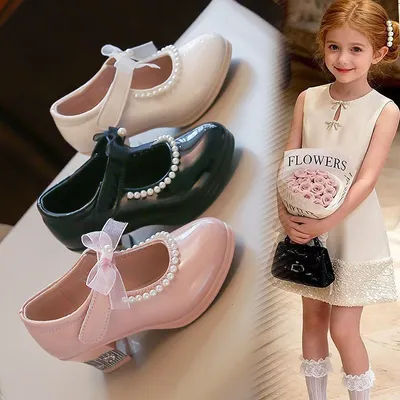 2026 Summer New Girls Block Heel Princess Shoes, Stylish Kids Loafers, Versatile Leather Dress Shoes For Little Girls