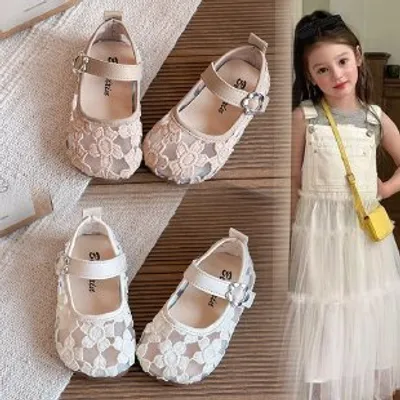 2026 Spring Summer New Girls Mesh Sandals, Kids Breathable Princess Shoes, Casual Loafers Leather Flat Shoes For Little Girls