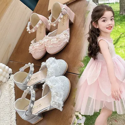 2026 New Girls Princess Sandals, Kids Pearl Closed-Toe Low Heel Shoes, Soft Sole Performance Dance Shoes For Little Girls