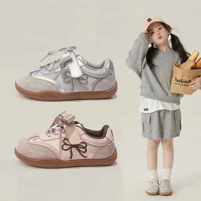 2026 Spring Autumn New Kids Skate Shoes, Breathable German Trainers, Fashion Bow Casual Sneakers For Little & Big Girls